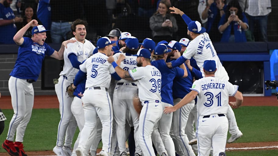 Toronto Blue Jays celebrate after winning game seven