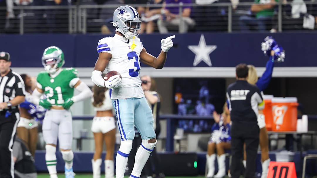 Nov 23, 2025; Arlington, Texas, USA; Dallas Cowboys wide receiver George Pickens (3) reacts after a play in the fourth quarter against the Philadelphia Eagles at AT&T Stadium. Mandatory Credit: Kevin Jairaj-Imagn Images Nov 23, 2025; Arlington, Texas, USA; Dallas Cowboys wide receiver George Pickens (3) reacts after a play in the fourth quarter against the Philadelphia Eagles at AT&T Stadium. Mandatory Credit: Kevin Jairaj-Imagn Images