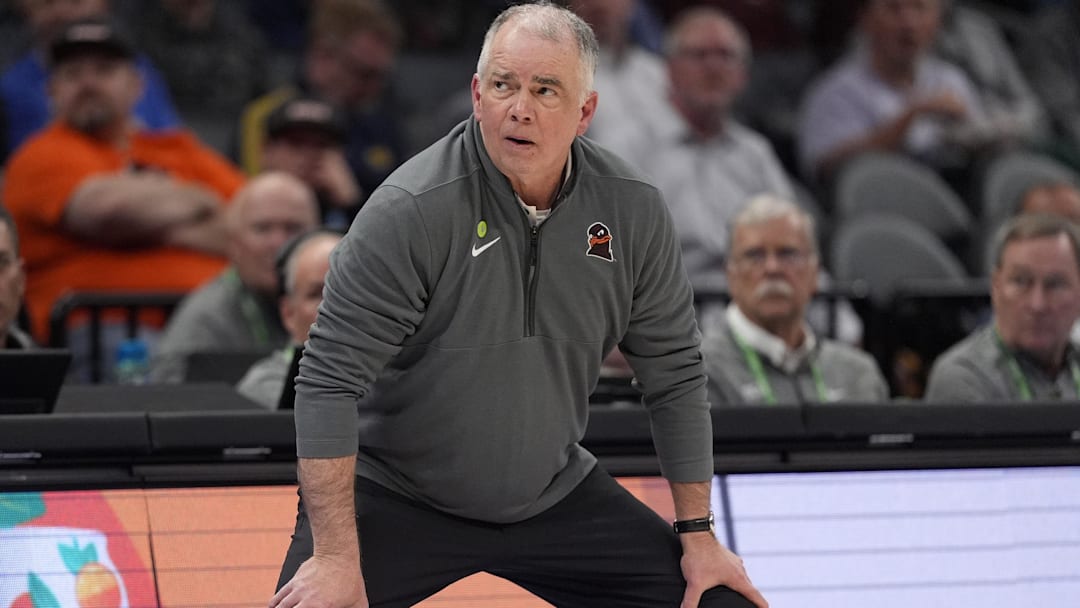 Virginia Tech head coach Mike Young during overtime against Cal at Spectrum Center.