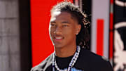 Chris Henry Jr., Mater Dei wide receiver, soaks up the atmosphere of the game between the Ohio State Buckeyes and Texas Longhorns at Ohio Stadium on Aug. 30, 2025.