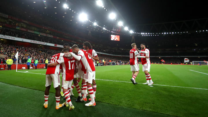 Arsenal celebrate during their Carabao Cup win over Leeds