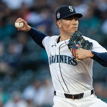 Seattle Mariners starter Bryan Woo throws during a game against the San Diego Padres on Wednesday at T-Mobile Park.