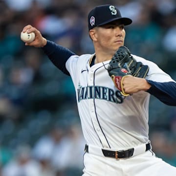 Seattle Mariners starter Bryan Woo throws during a game against the San Diego Padres on Wednesday at T-Mobile Park.