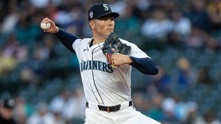 Seattle Mariners starter Bryan Woo throws during a game against the San Diego Padres on Wednesday at T-Mobile Park.