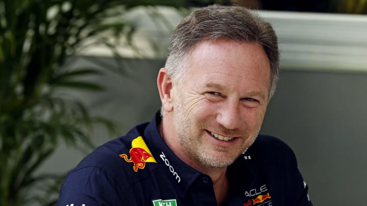 May 5, 2024; Miami Gardens, Florida, USA; Red Bull team principle Christian Horner sits in the F1 Village before the F1 Miami Grand Prix at Miami International Autodrome. 