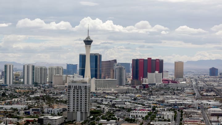 General view of the Las Vegas strip from the northern end of...