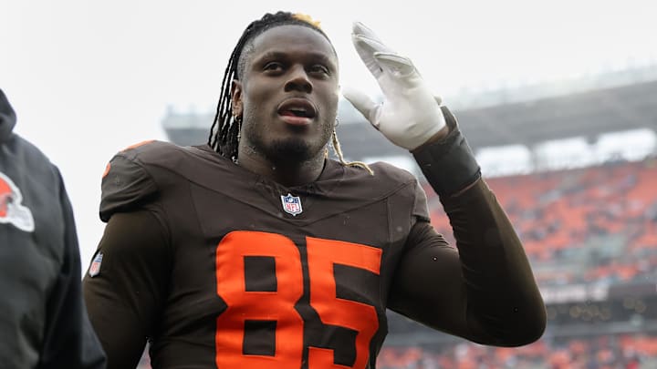 Cleveland Browns tight end David Njoku. Cleveland Browns tight end David Njoku.