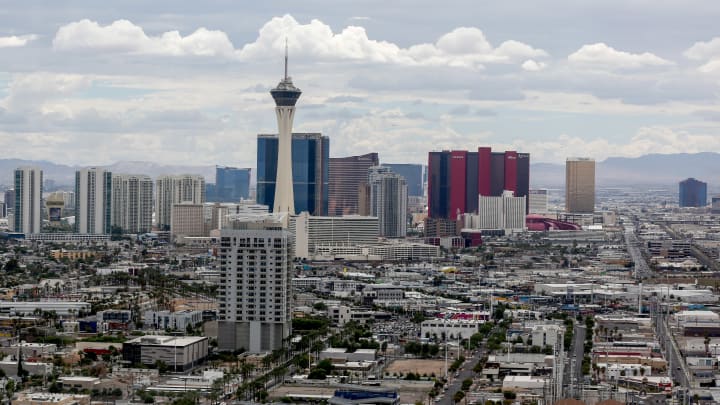 General view of the Las Vegas strip from the northern end of...