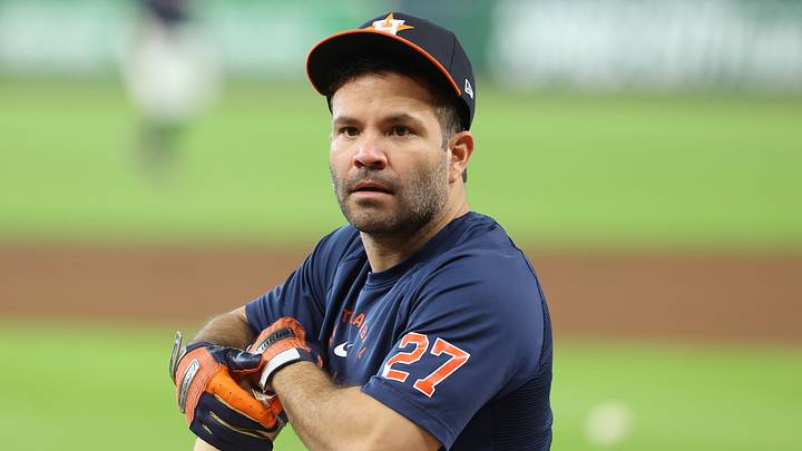 Sep 29, 2026; Houston, Texas, USA;  Houston Astros second baseman Jose Altuve (27) practices before game one of the Wildcard round for the 2026 MLB Playoffs at Daikin Park.  Mandatory Credit: Troy Taormina-Imagn Images