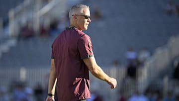 Sep 21, 2024; Tallahassee, Florida, USA; Florida State Seminoles head coach Mike Norvell before a game against the California Golden Bears at Doak S. Campbell Stadium. Mandatory Credit: Melina Myers-Imagn Images