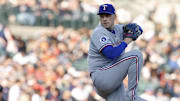 May 9, 2025; Detroit, Michigan, USA;  Texas Rangers starting pitcher Patrick Corbin (46) pitches in the third inning against the Detroit Tigers at Comerica Park. 