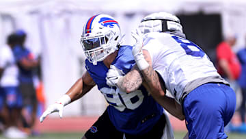 Bills edge rusher Kameron Cline during a training camp practice.