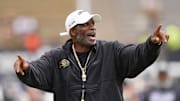 Oct 11, 2025; Boulder, Colorado, USA; Colorado Buffaloes head coach Deion Sanders before the game against the Iowa State Cyclones at Folsom Field.