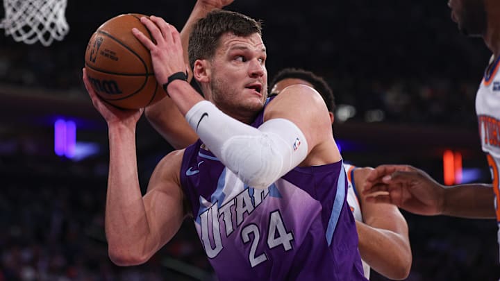 Walker Kessler during the Jazz's 119–103 loss to the Knicks on Jan. 1, 2025. Walker Kessler during the Jazz's 119–103 loss to the Knicks on Jan. 1, 2025.