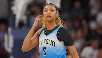 Chicago Sky forward Angel Reese (5) before the game against the Minnesota Lynx at Target Center.