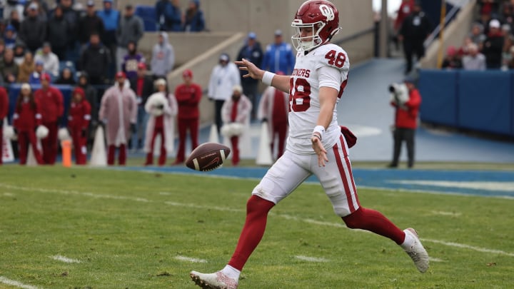 Nov 18, 2023; Provo, Utah, USA; Oklahoma Sooners punter Luke Elzinga (48)