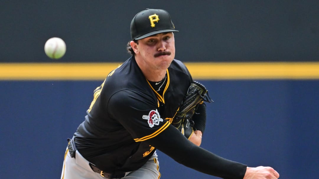 Jul 11, 2024; Milwaukee, Wisconsin, USA; Pittsburgh Pirates starting pitcher Paul Skenes (30) pitches in the first inning against the Milwaukee Brewers at American Family Field. Mandatory Credit: Benny Sieu-USA TODAY Sports