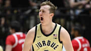 Purdue Boilermakers guard Fletcher Loyer (2) celebrates 