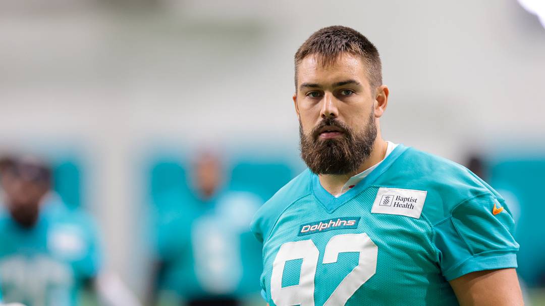 Aug 2, 2026; Miami Gardens, FL, USA; Miami Dolphins defensive tackle Zach Sieler (92) looks on during practice at Baptist Health Training Complex. Mandatory Credit: Sam Navarro-Imagn Images