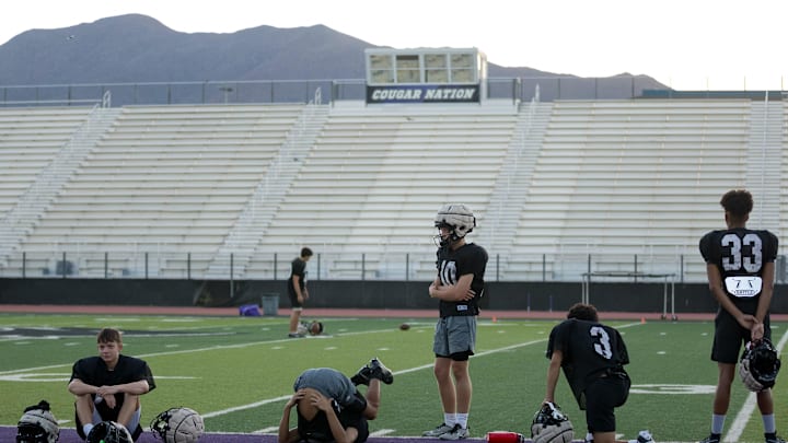 El Paso Franklin High School football players wait for practice to begin on Thursday Aug. 15, 2024.