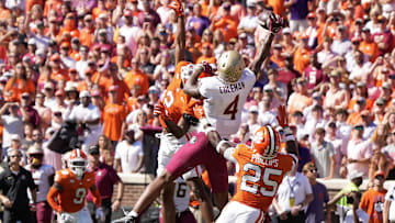 Sep 23, 2023; Clemson, South Carolina, USA; Florida State Seminoles wide receiver Keon Coleman (4)