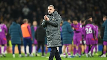 Ange Postecoglu acknowledges the fans after the draw at home to Wolves 