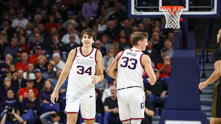 Gonzaga forwards Braden Huff (left) and Ben Gregg (right). Gonzaga forwards Braden Huff (left) and Ben Gregg (right).