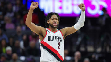 Feb 23, 2023; Sacramento, California, USA; Portland Trail Blazers forward Trendon Watford (2) reacts during the second quarter against the Sacramento Kings at Golden 1 Center. Mandatory Credit: Sergio Estrada-USA TODAY Sports