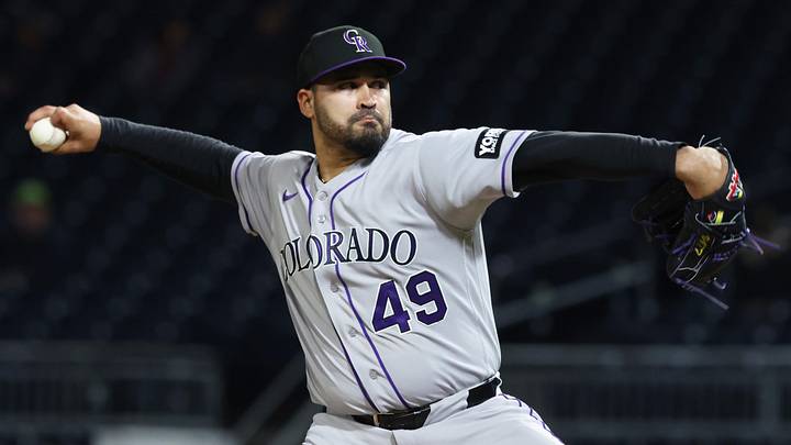 May 13, 2026; Pittsburgh, Pennsylvania, USA;  Colorado Rockies relief pitcher Antonio Senzatela (49) pitches against the Pittsburgh Pirates during the sixth inning at PNC Park. Mandatory Credit: Charles LeClaire-Imagn Images