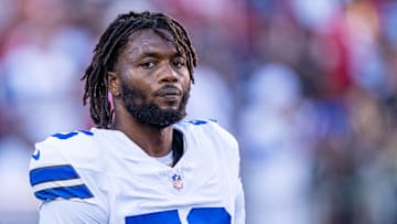 October 8, 2023; Santa Clara, California, USA; Dallas Cowboys defensive end Dante Fowler Jr. (56) warms up before the game against the San Francisco 49ers at Levi's Stadium. Mandatory Credit: Kyle Terada-Imagn Images