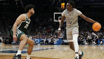 March 21, 2024, Charlotte, NC, USA; Mississippi State Bulldogs forward KeShawn Murphy (12) is