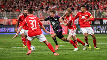 Thomas Muller in action for Bayern Munich during the clash against Union Berlin in 2023/24 campaign.