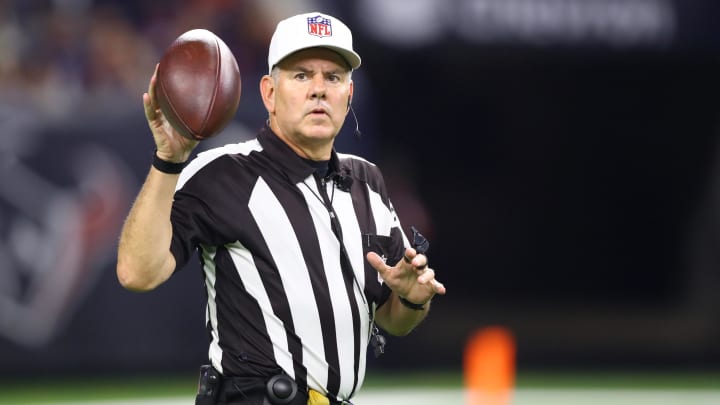 Jan 5, 2019; Houston, TX, USA; NFL referee Bill Vinovich during the Houston Texans game against the Indianapolis Colts during the AFC Wild Card at NRG Stadium. Mandatory Credit: Mark J. Rebilas-USA TODAY Sports