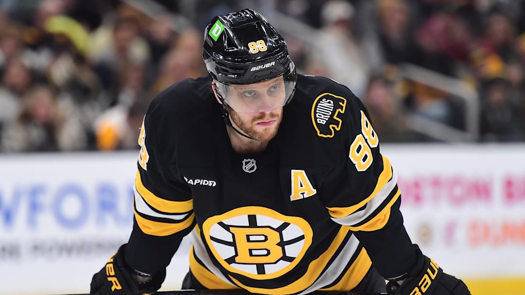 Mar 28, 2026; Boston, Massachusetts, USA; Boston Bruins right wing David Pastrnak (88) gets set for a face-off during the third period against the Minnesota Wild at TD Garden. Mandatory Credit: Bob DeChiara-Imagn Images Mar 28, 2026; Boston, Massachusetts, USA; Boston Bruins right wing David Pastrnak (88) gets set for a face-off during the third period against the Minnesota Wild at TD Garden. Mandatory Credit: Bob DeChiara-Imagn Images