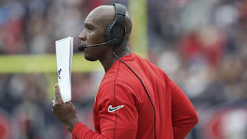 Oct 27, 2024; Houston, Texas, USA; Houston Texans head coach DeMeco Ryans looks on during the game against the Indianapolis Colts at NRG Stadium. Mandatory Credit: Troy Taormina-Imagn Images