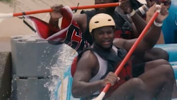 South Carolina Football players during a white water rafting even