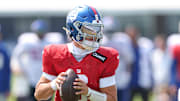 Jaxson Dart threw his first NFL touchdown early in his preseason debut. 