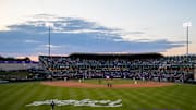 Lupton Stadium with a sunset