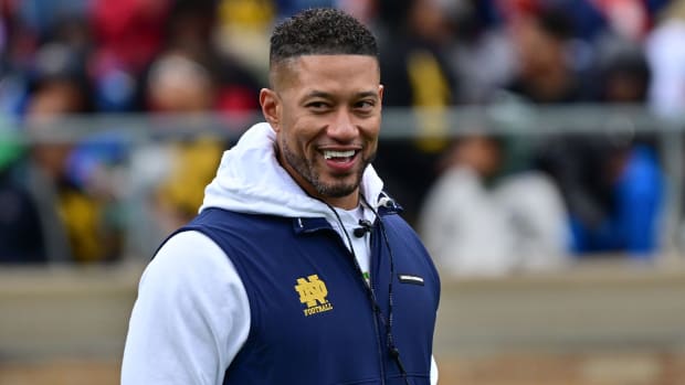 Notre Dame head coach Marcus Freeman before the 2024 spring football game.