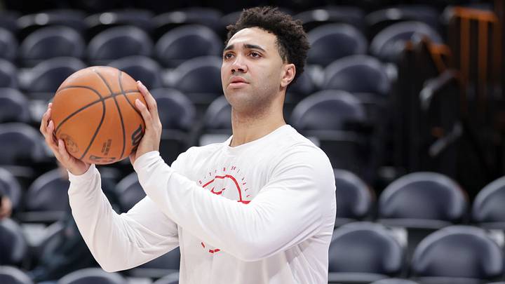 Mar 23, 2026; Salt Lake City, Utah, USA;  Toronto Raptors forward Trayce Jackson-Davis (32) shoots the ball before the game against the Utah Jazz at Delta Center. Mandatory Credit: Chris Nicoll-Imagn Images