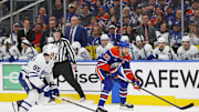 Feb 1, 2025; Edmonton, Alberta, CAN; Edmonton Oilers forward Leon Draisaitl (29) looks to make a pass in front of Toronto Maple Leafs defensemen Oliver Elman-Larsson (95) during the first period at Rogers Place. Mandatory Credit: Perry Nelson-Imagn Images
