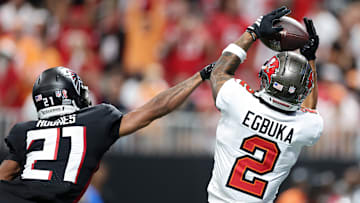 Emeka Egbuka catches the game-winning touchdown. Tampa Bay Buccaneers v Atlanta Falcons
