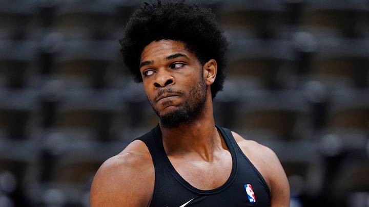 Mar 22, 2026; Denver, Colorado, USA; Portland Trail Blazers guard Scoot Henderson (00) before the game against the Denver Nuggets at Ball Arena. Mandatory Credit: Ron Chenoy-Imagn Images