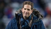 NFL Network personality Peter Schrager on the sidelines before a game between the Buffalo Bills and the Miami Dolphins.
