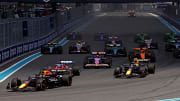 May 4, 2024; Miami Gardens, Florida, USA; Red Bull Racing driver Max Verstappen (1) leads the start of the F1 Sprint Race at Miami International Autodrome. Mandatory Credit: Peter Casey-USA TODAY Sports