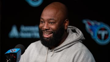 Tennessee Titans General Manager Ran Carthon fields questions at a press conference at Ascension Saint Thomas Sports Park Tuesday morning, April 2, 2024.