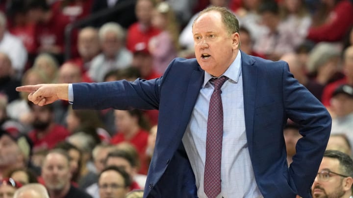 Wisconsin Badgers head coach Greg Gard against the Rutgers Scarlet Knights at the Kohl Center. 