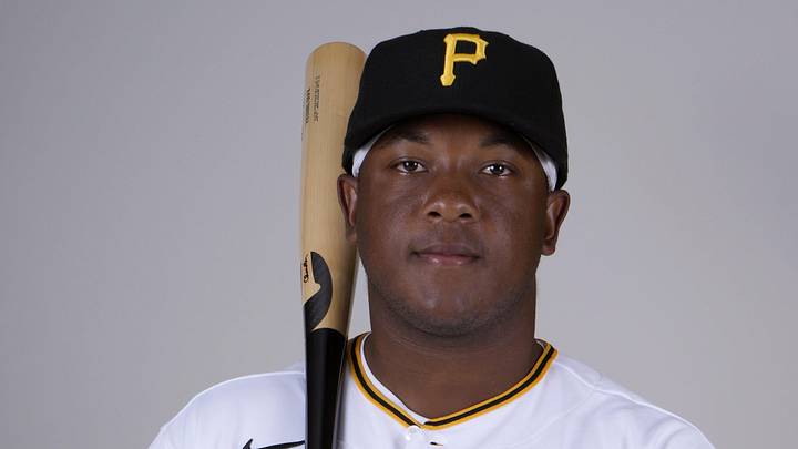 Feb 22, 2023; Bradenton, FL, USA; Pittsburgh Pirates infielder Malcom Nunez (78) poses for photos during Media Day. Mandatory Credit: Dave Nelson-Imagn Images
