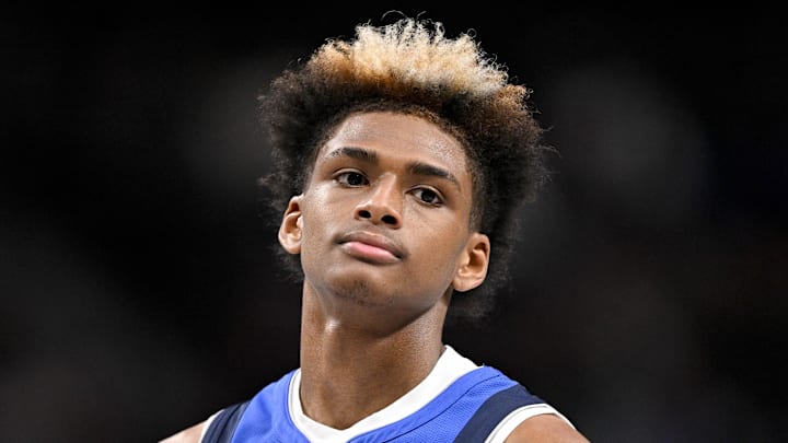 Dallas Mavericks guard AJ Johnson (8) looks on during the second half against the Sacramento Kings at the American Airlines Center on February 26, 2026.