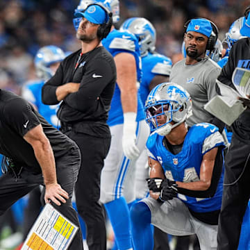 Detroit Lions head coach Dan Campbell watches a play against Tampa Bay Buccaneers during the second half at Ford Field in Detroit on Sunday, September 15, 2024.